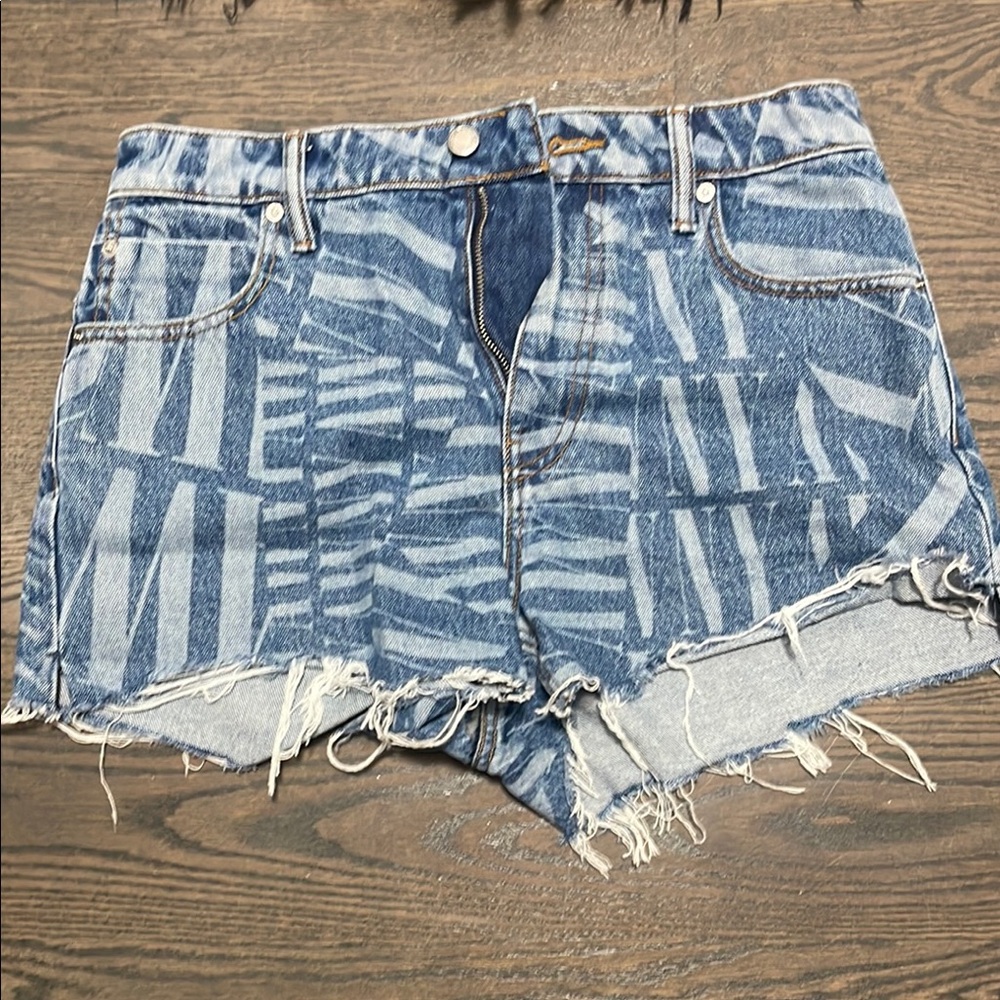 Alexander Wang Blue Jean Shorts with Patchwork Design